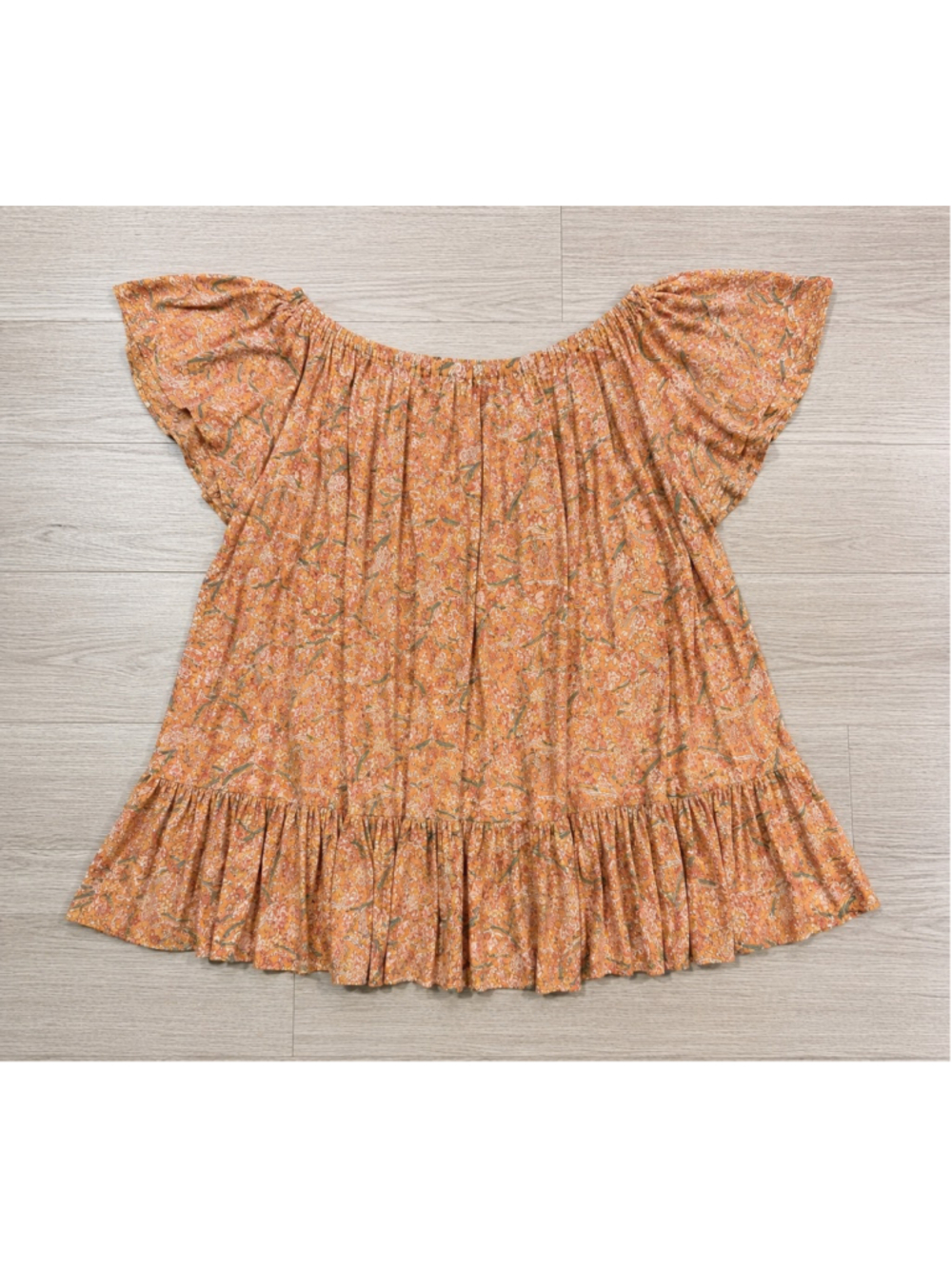 Rachel Zoe Floral Off Shoulder Peasant Tunic Top Orange Boho Plus Size Approx 2X - Picture 2 of 10